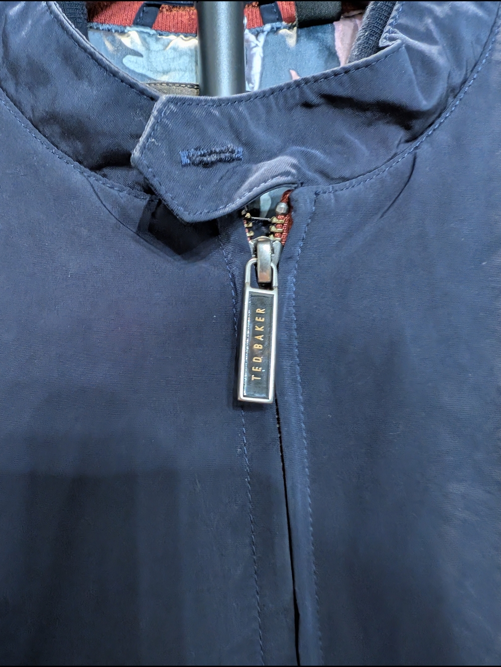 Ted Baker Navy Bomber Jacket with Floral Lining Mushroom Frog - Picture 7 of 10